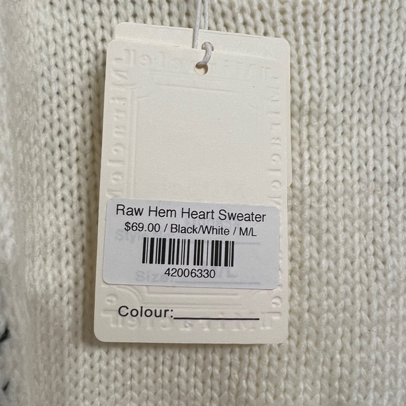 White Raw Hemmed Heart Sweater - Picture 3 of 5